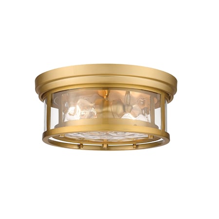Z-Lite Clarion 2 Light Flush Mount, Olde Brass & Inner Clear Water & Outer Clear 493F2-OBR